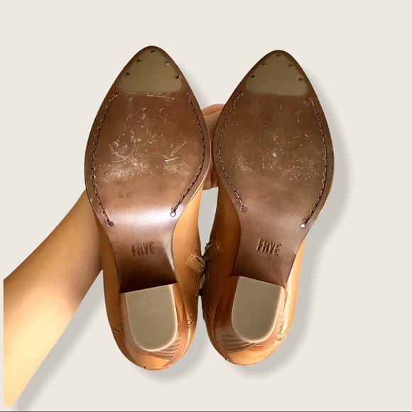 $458 RARE Frye Reed Chevron Heel Cognac Leather Tall Knee High Winter/Fall Boots - Picture 12 of 16